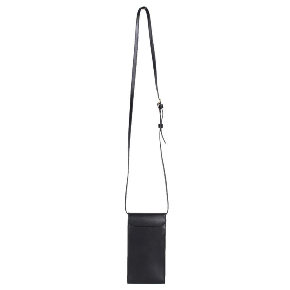 Celine Gold Clutch Triomphe Pouch Shoulder Leather Black Mobile Gold Black